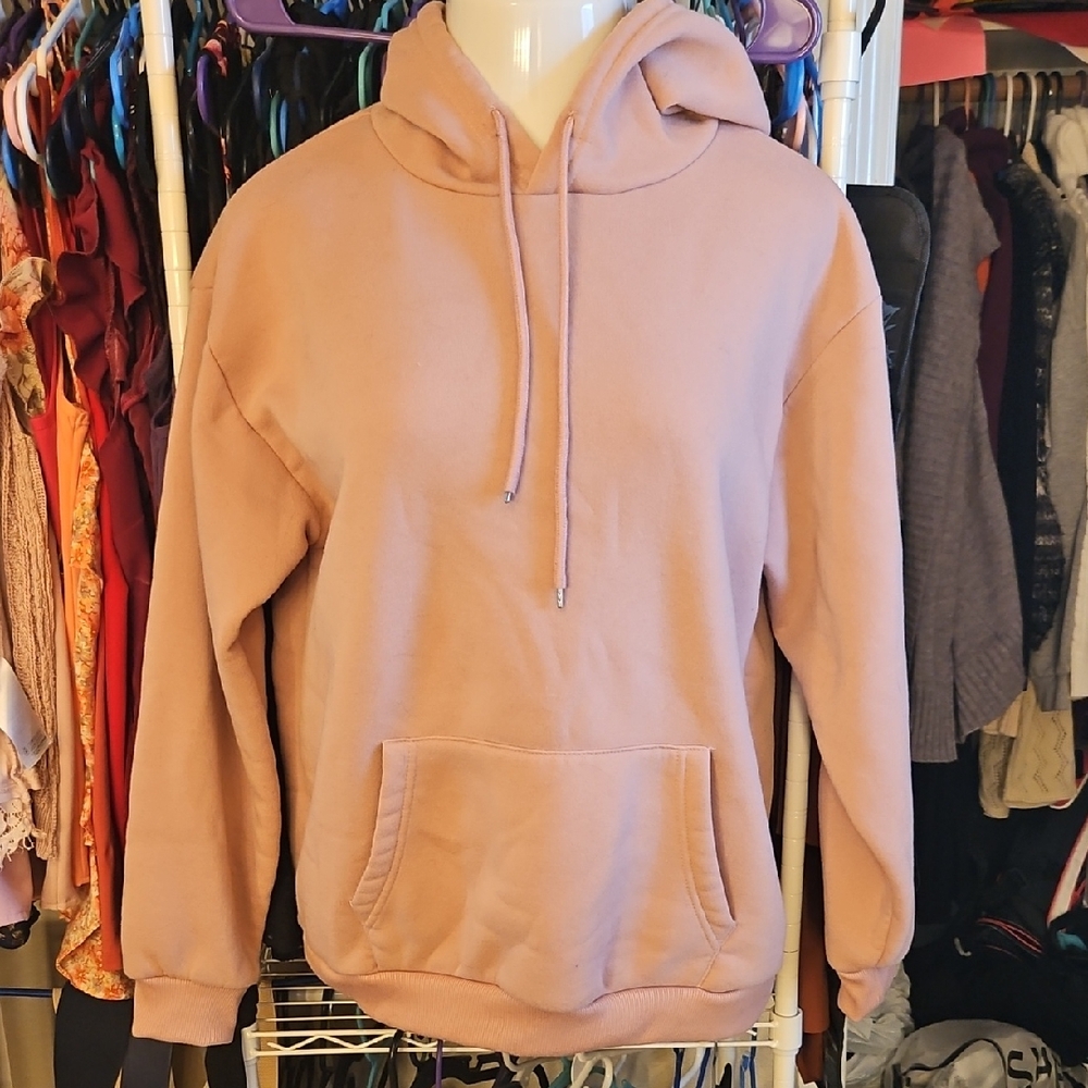 Large Dusty Pink Hoodie Sweater, Unbranded